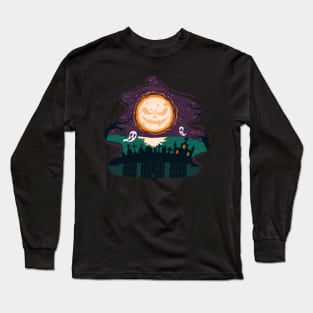 Smiling pumpkin moon Long Sleeve T-Shirt